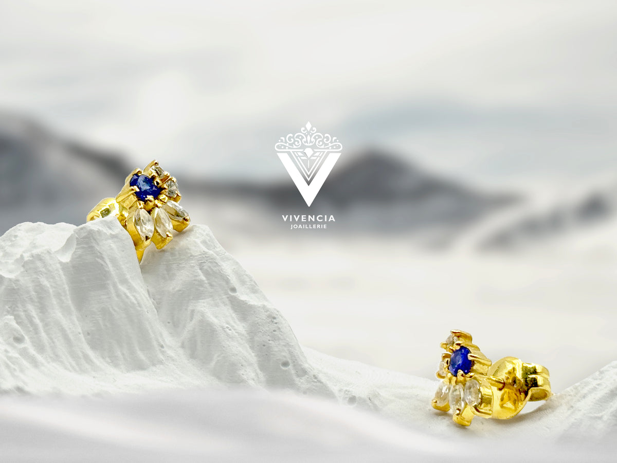 Daphne's Spark|Blue & White Sapphire | Studs